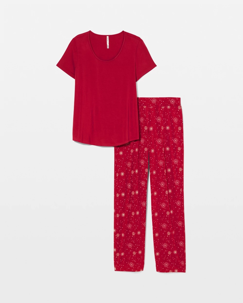 FIRST NIGHT RED/FOIL - Packaged Short-Sleeve Pant Pajama Set | Soma