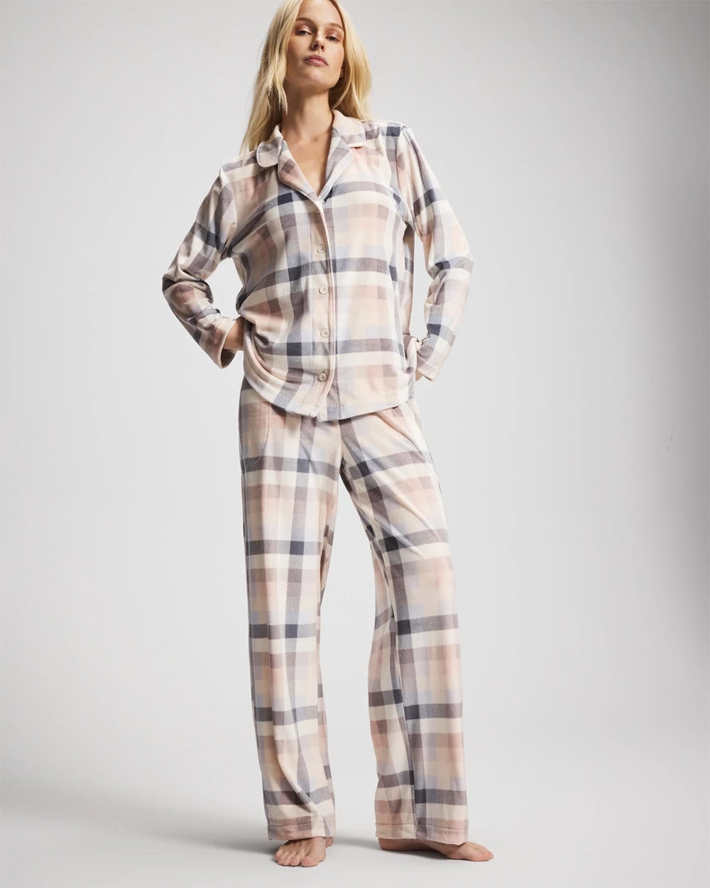 PRISM PLAID GRAY - Long Sleeve Pajama Set | Soma