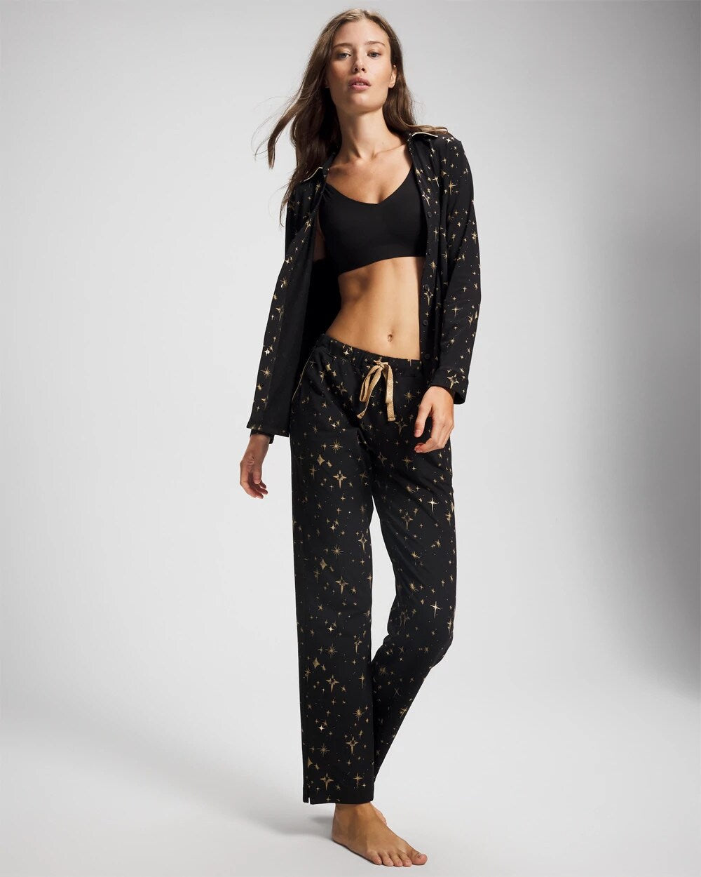 STELLAR SCENE BLACK/FOIL - Ankle Pajama Pant | Soma