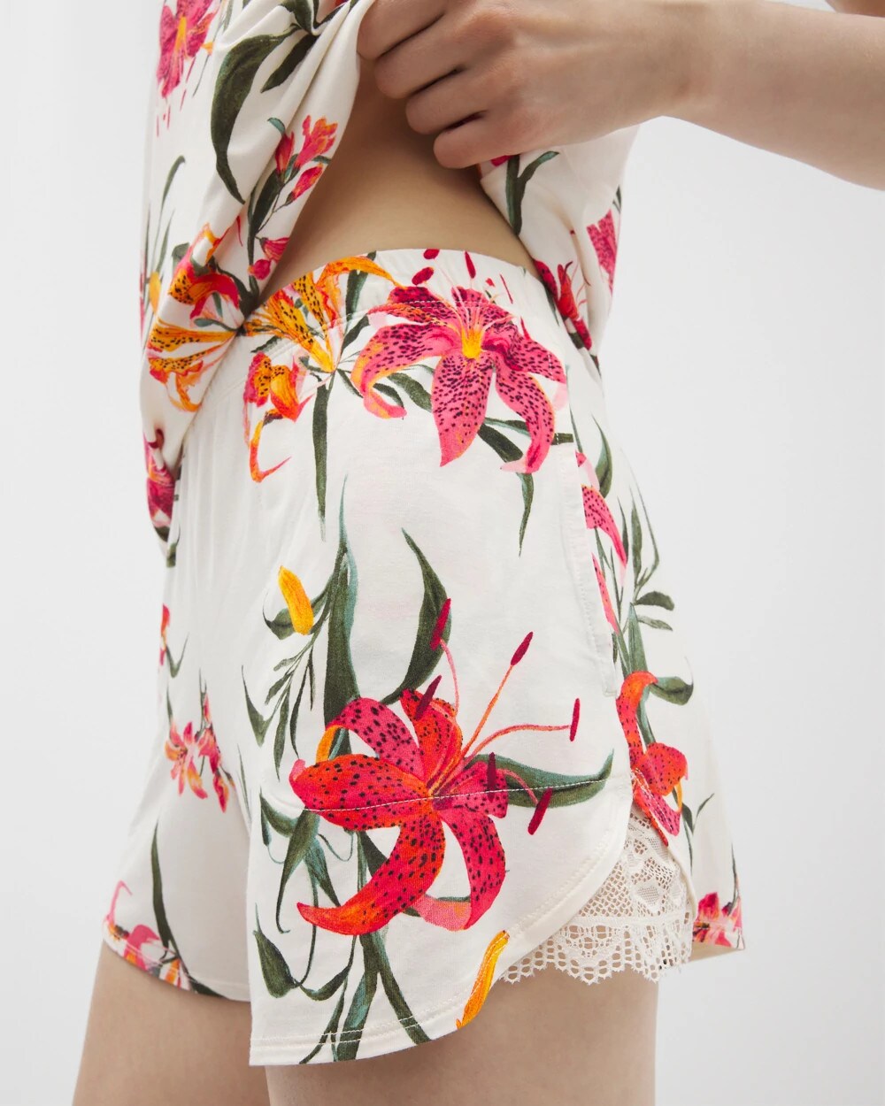 LE TIGRE FLORA CHAMPAGNE - Lace-Trim Pajama Shorts | Soma
