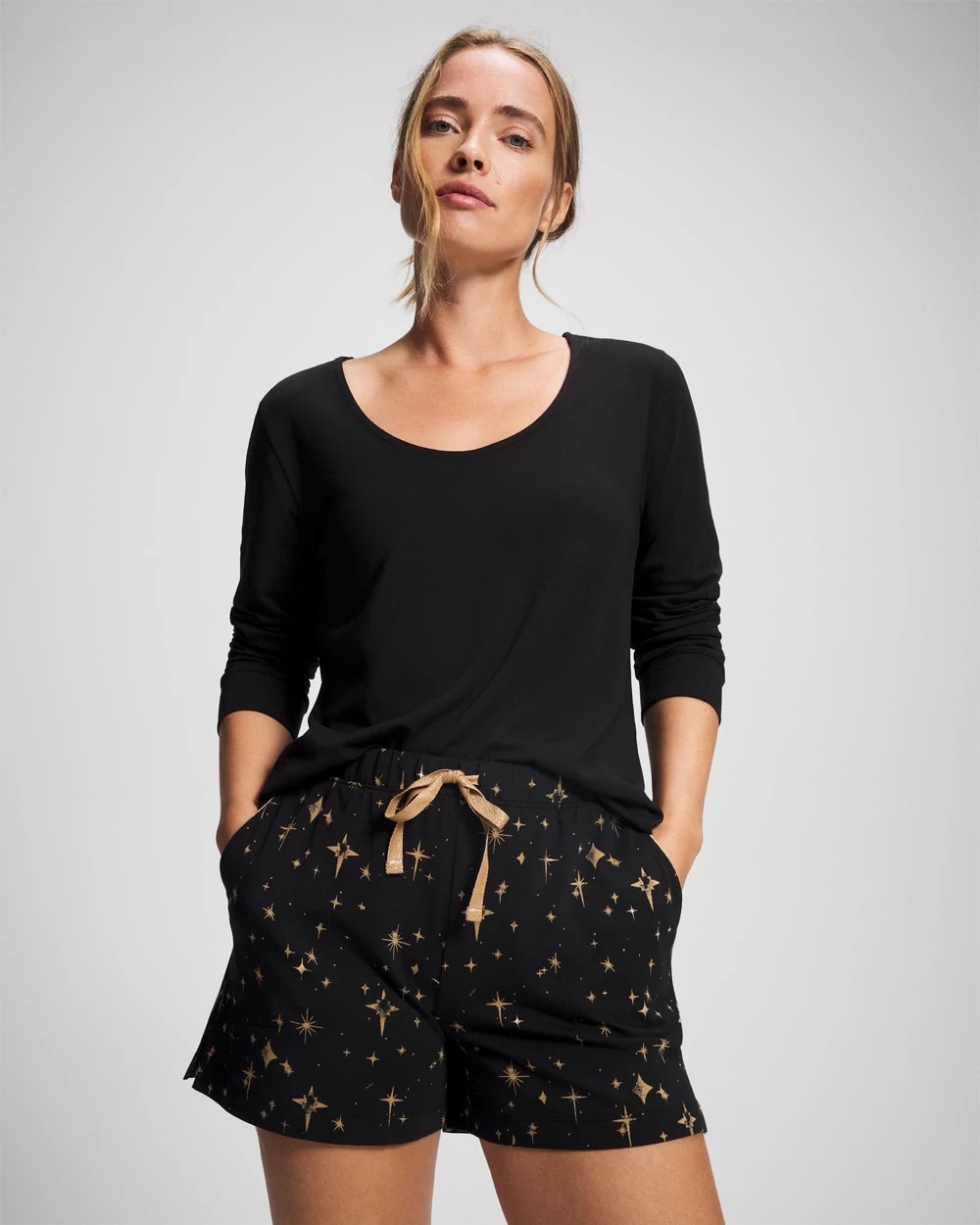STELLAR SCENE BLACK/FOIL - Pajama Shorts | Soma