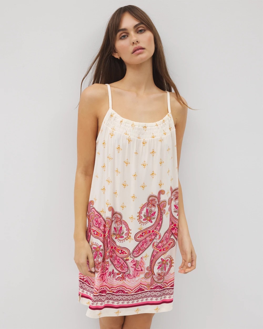 KASHMIR PAISLEY PLCD CH - Smocked Neck Chemise | Soma