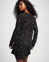 STELLAR SCENE BLACK/FOIL - Long-Sleeve Sleepshirt | Soma
