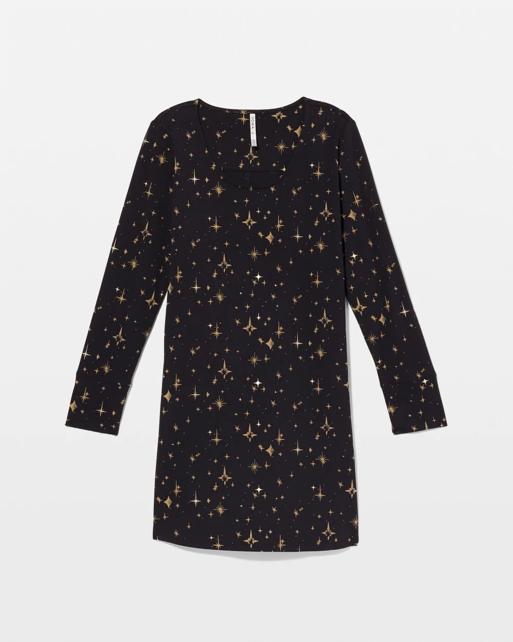 STELLAR SCENE BLACK/FOIL - Long-Sleeve Sleepshirt | Soma