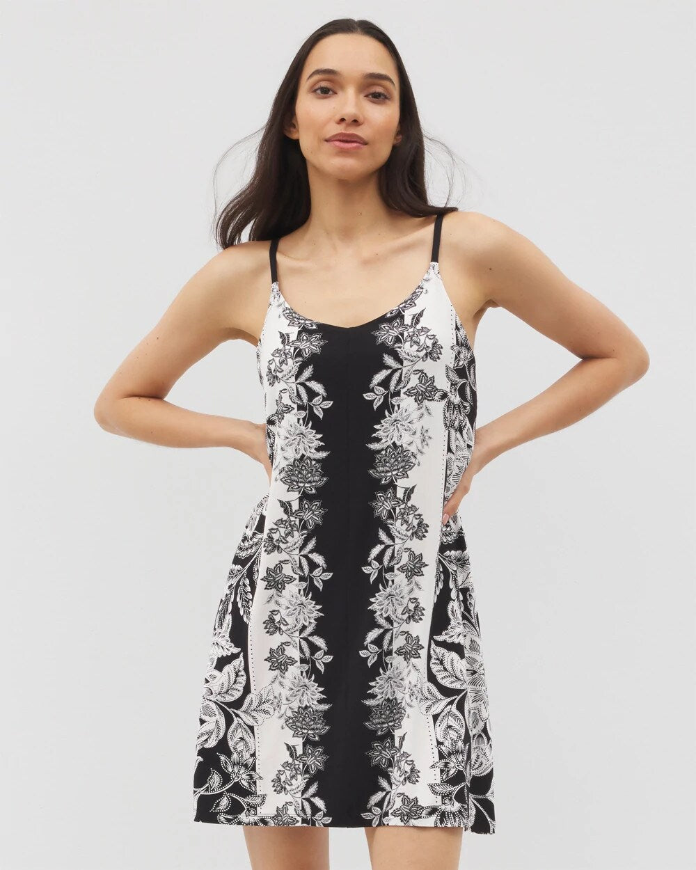 STAMPED FLORAL SCARF BLK - Flyaway Chemise | Soma