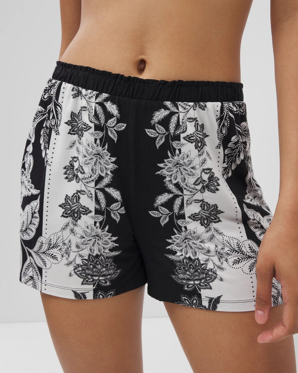 STAMPED FLORAL SCARF BLK - Pajama Shorts | Soma