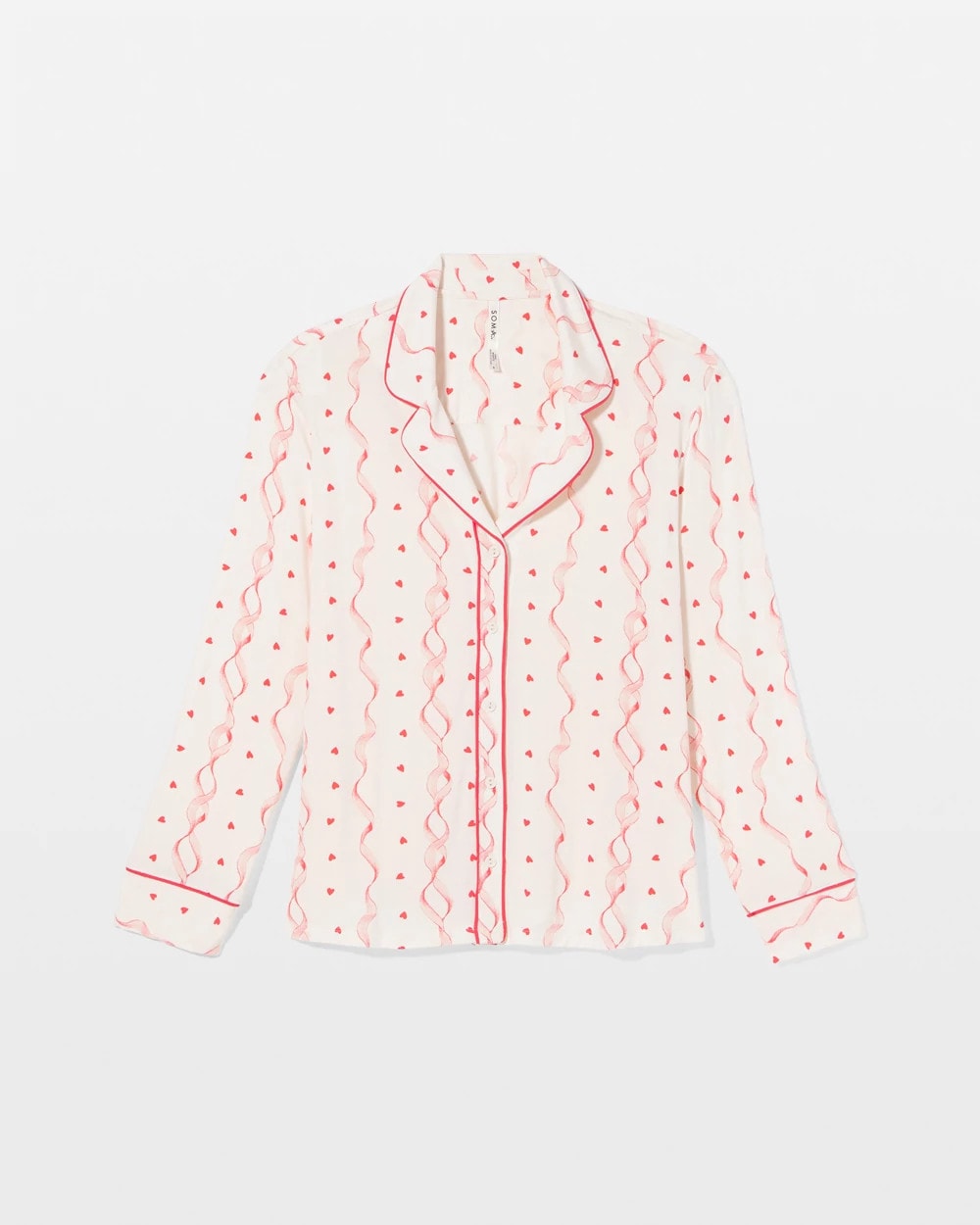 COQUETTE VALENTINE CHAMP - Cool Nights Long Sleeve Notch Collar with Piped Placket Pajama Top | Soma