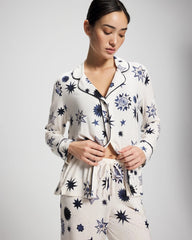 CELESTIAL CHARMS CHAMP - Cool Nights Long Sleeve Notch Collar with Piped Placket Pajama Top | Soma