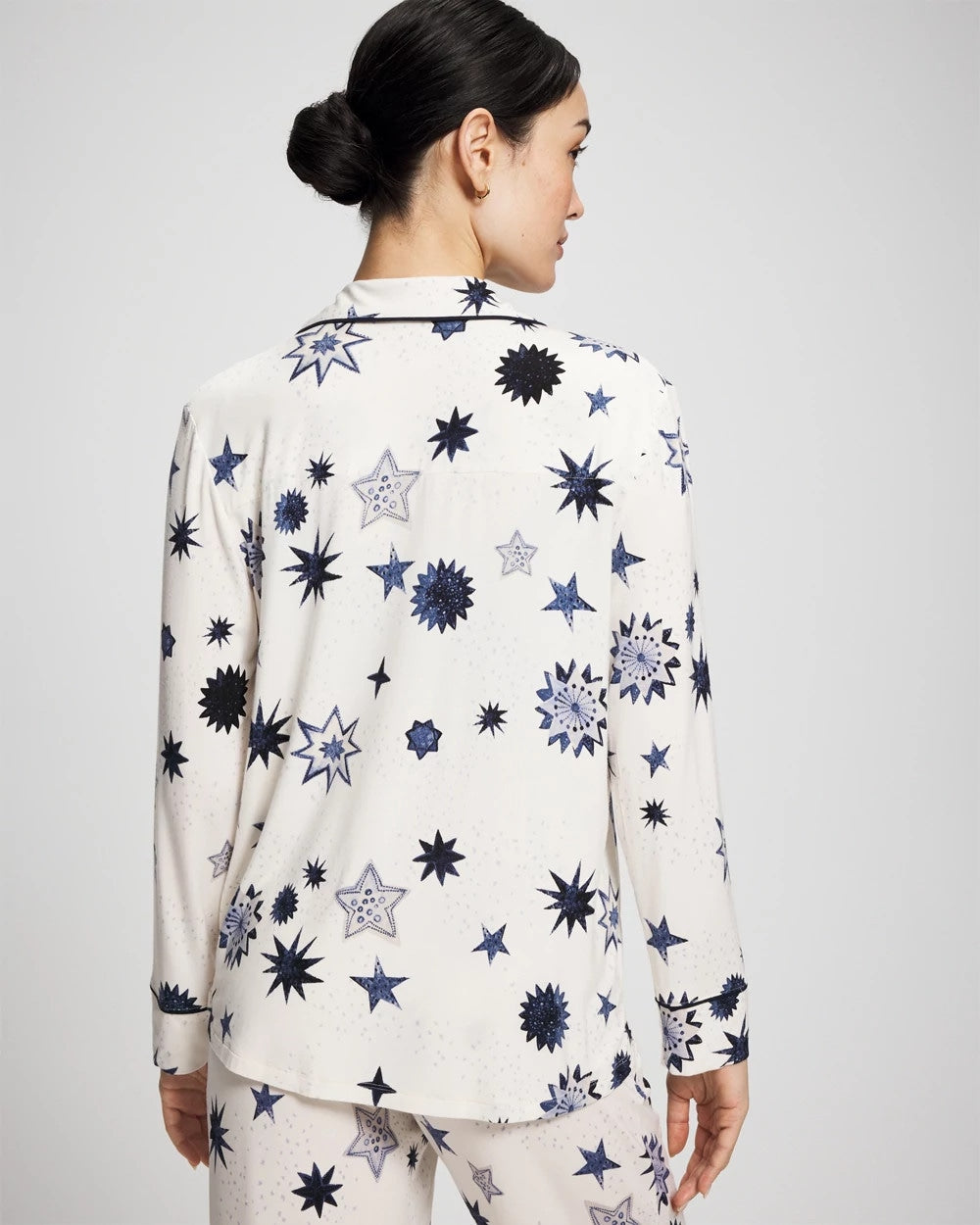 CELESTIAL CHARMS CHAMP - Cool Nights Long Sleeve Notch Collar with Piped Placket Pajama Top | Soma