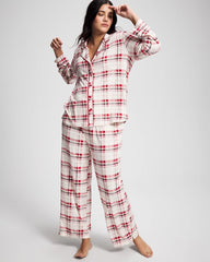TARTAN TEXTILE CHAMP - Cool Nights Long Sleeve Notch Collar with Piped Placket Pajama Top | Soma