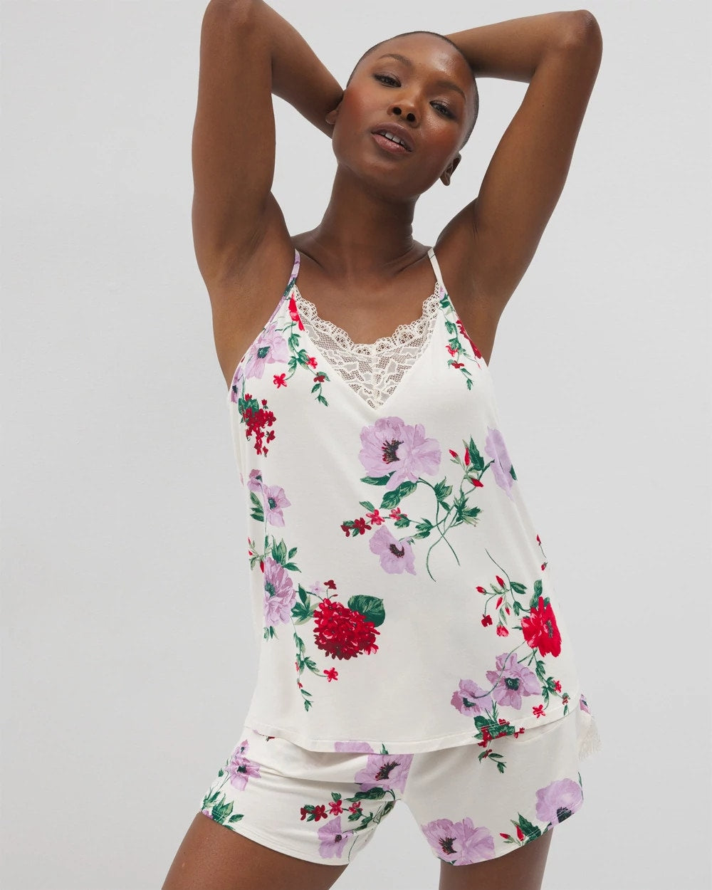 RHAPSODY FLORAL SUGAR - Lace Trim Pajama Cami | Soma