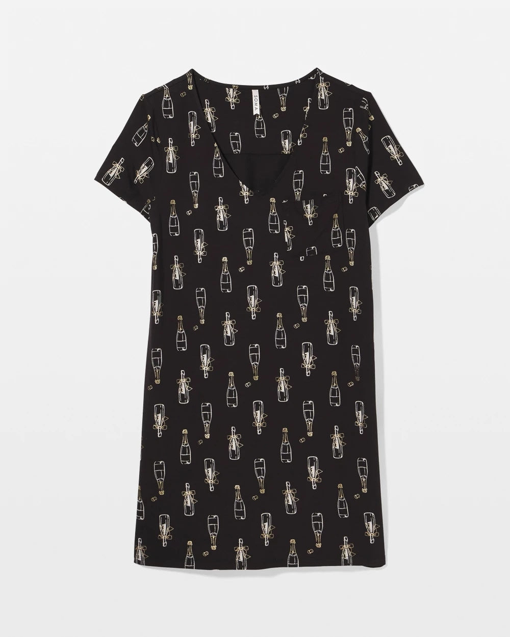 CHAMPAGNE POP BLACK/FOIL - Short Sleeve Sleepshirt | Soma