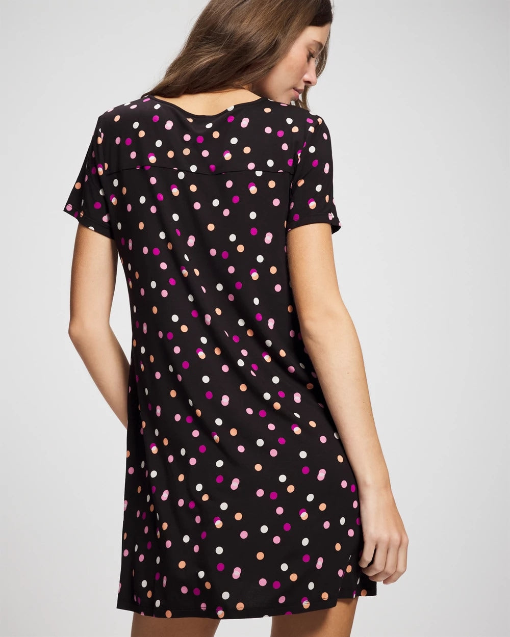 DANCING DOTS BLACK - Short Sleeve Sleepshirt | Soma