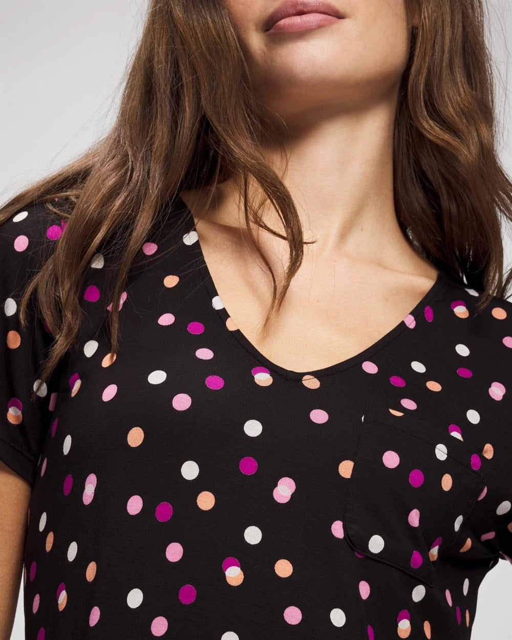 DANCING DOTS BLACK - Short Sleeve Sleepshirt | Soma