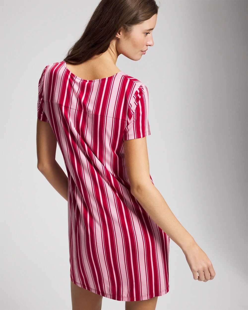 SLEIGHBELL STRIPE RED - Short Sleeve Sleepshirt | Soma