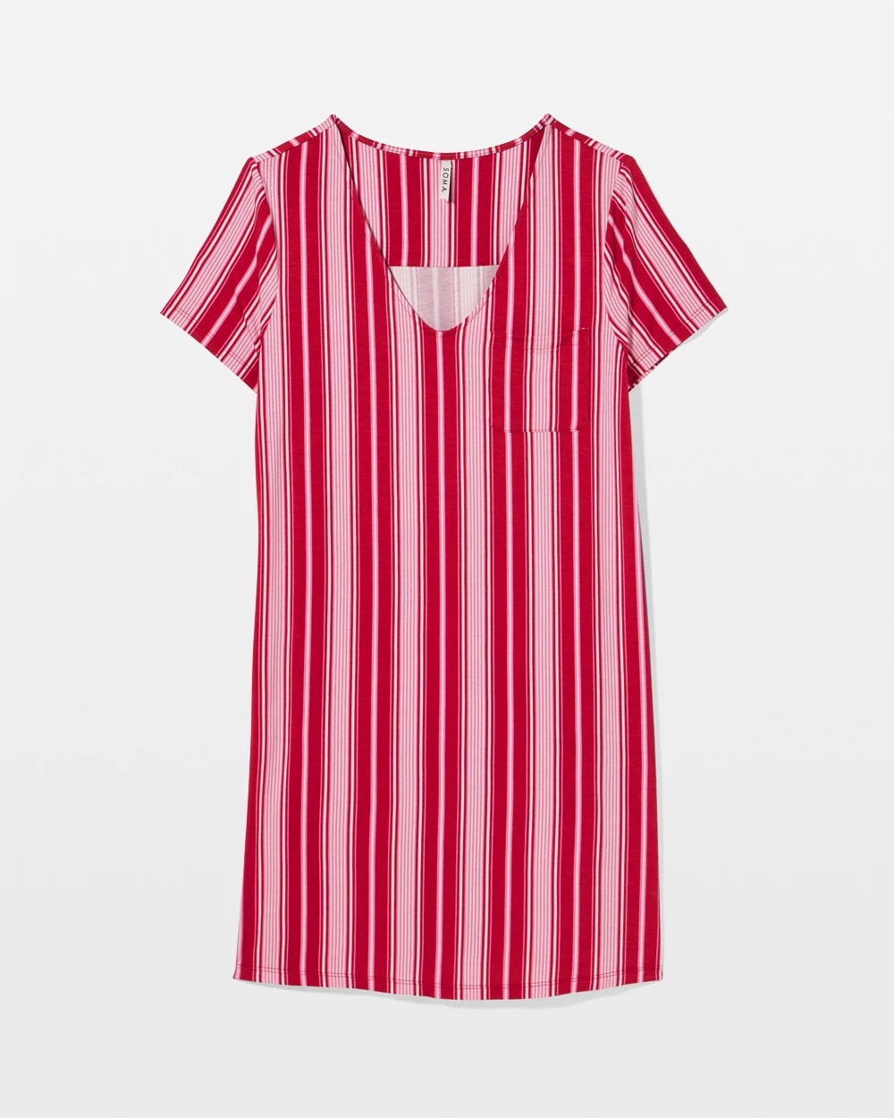 SLEIGHBELL STRIPE RED - Short Sleeve Sleepshirt | Soma