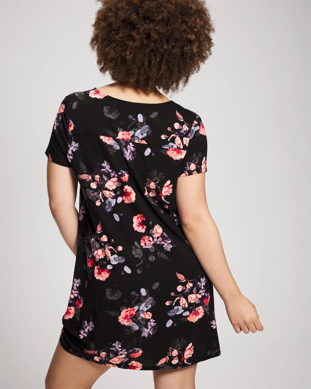 FLORAL DREAMS BLACK - Short Sleeve Sleepshirt | Soma