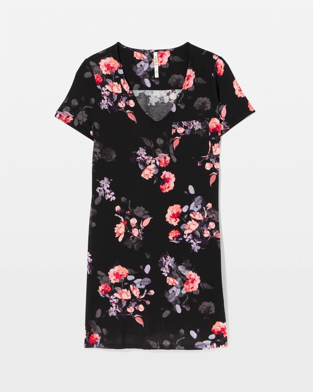 FLORAL DREAMS BLACK - Short Sleeve Sleepshirt | Soma