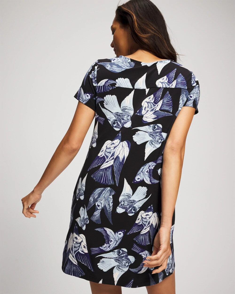 WHIMSICAL WINGS BLK MID - Short Sleeve Sleepshirt | Soma