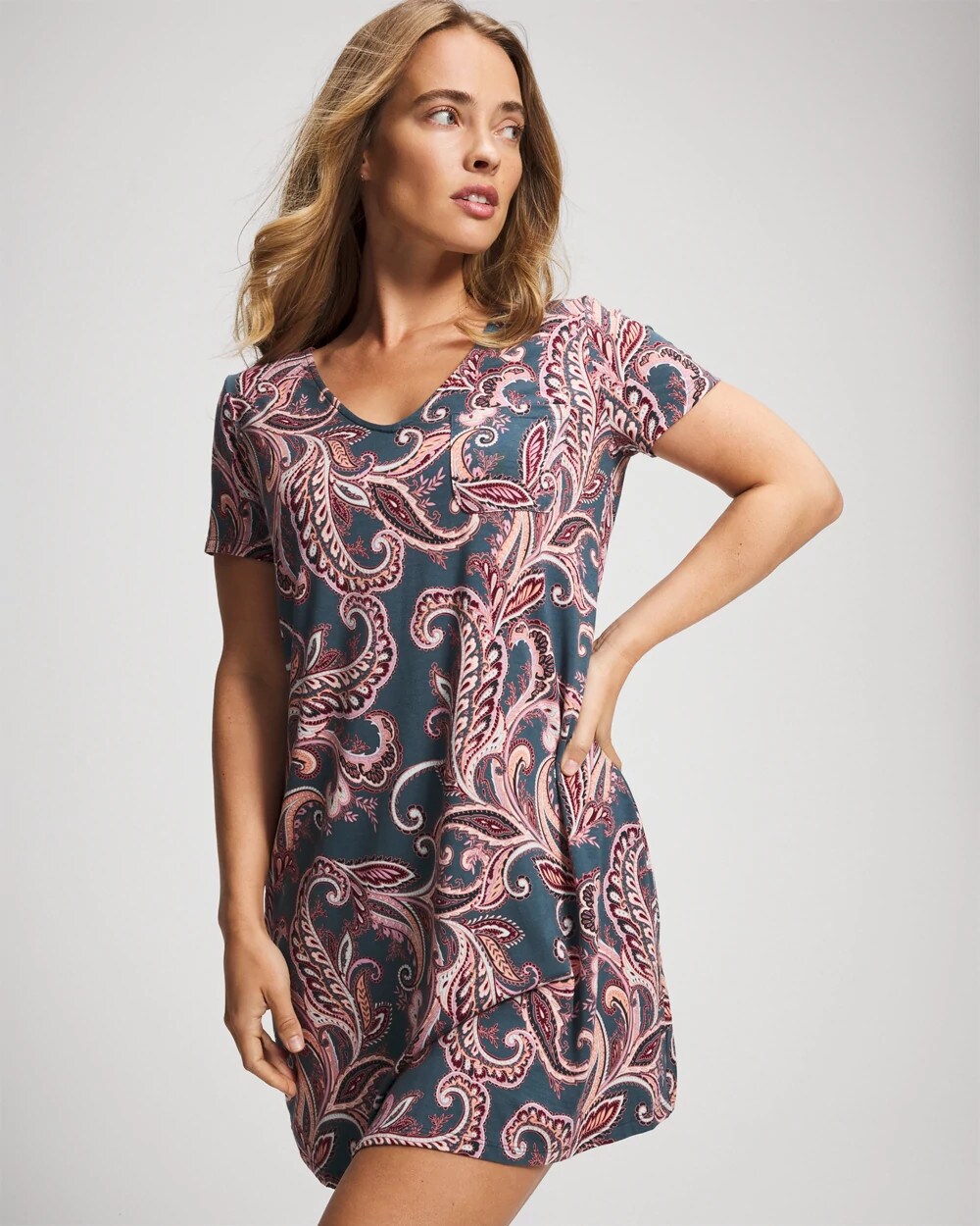 IMPERIAL PAISLEY MD PET - Short Sleeve Sleepshirt | Soma