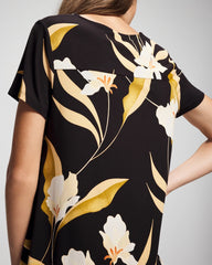 MYSTIC BLOOMS BLACK MID - Short Sleeve Sleepshirt | Soma
