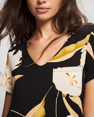 MYSTIC BLOOMS BLACK MID - Short Sleeve Sleepshirt | Soma