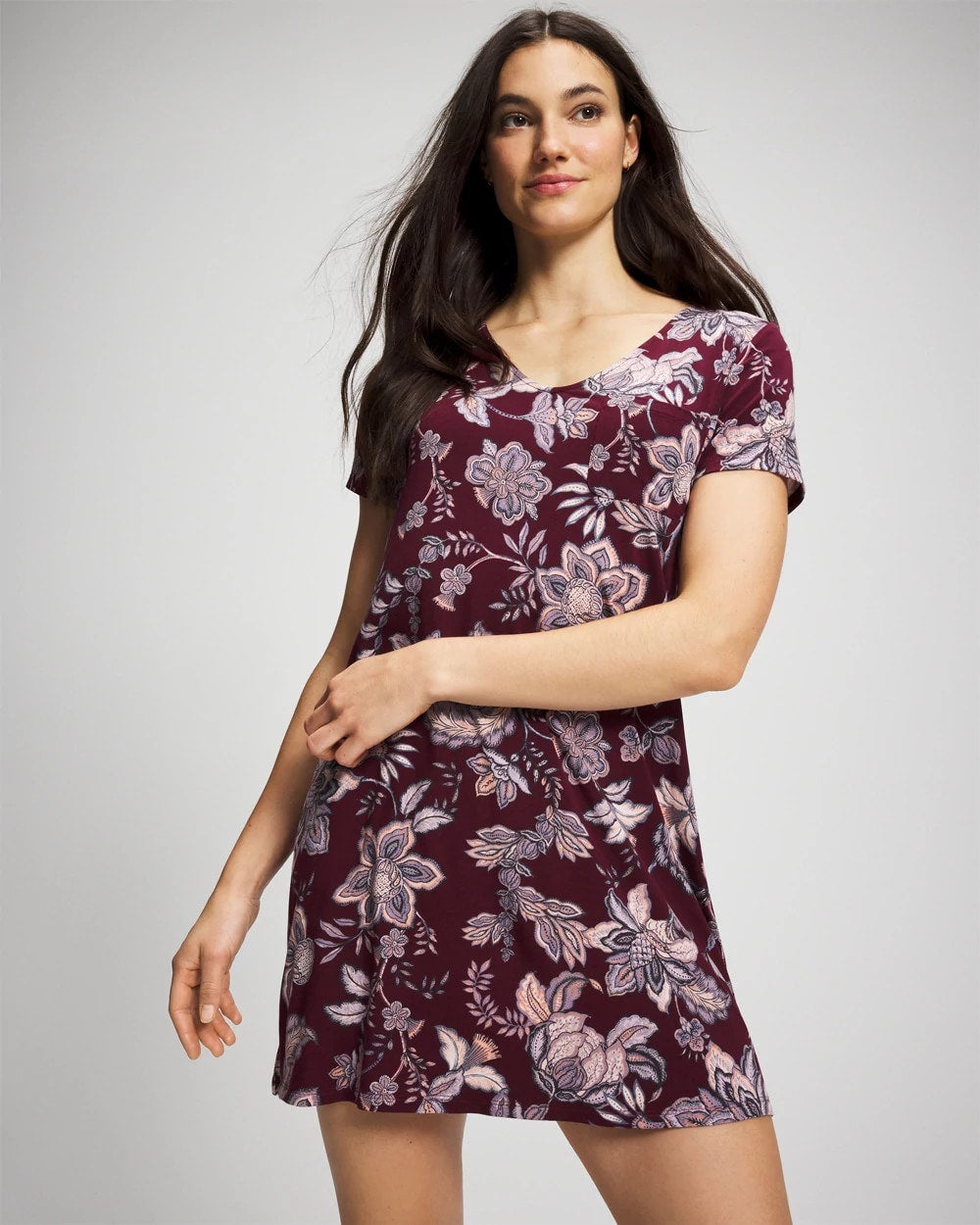 PAISLEY SPLENDOR PLUM - Short Sleeve Sleepshirt | Soma