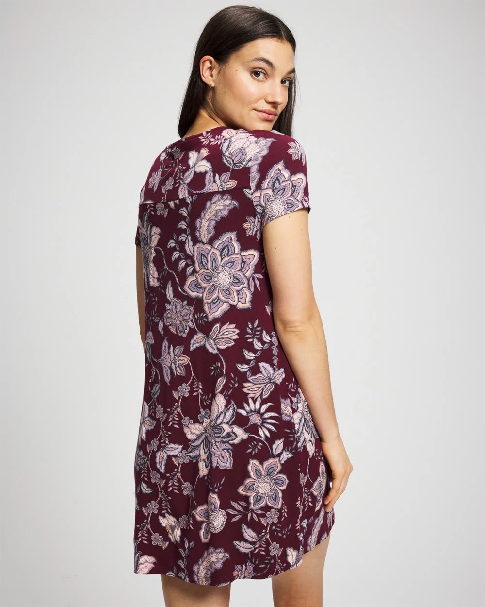 PAISLEY SPLENDOR PLUM - Short Sleeve Sleepshirt | Soma