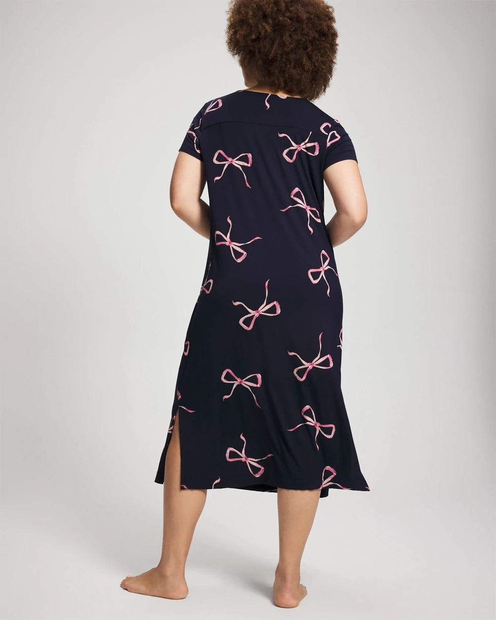 BELOVED BOWS GRAND NAVY - Short Sleeve Long Sleepshirt | Soma