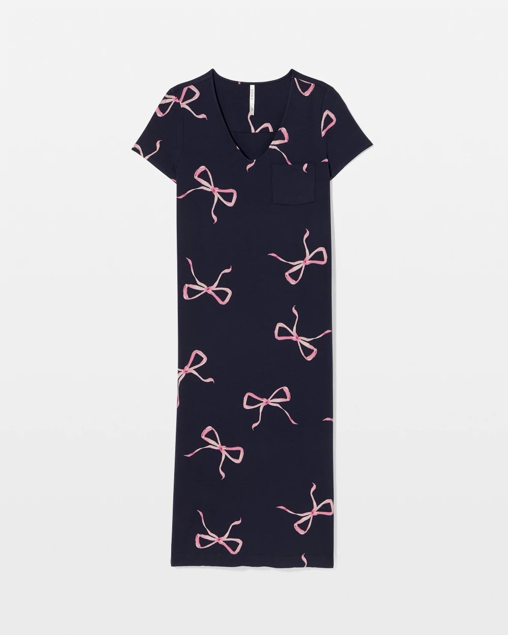 BELOVED BOWS GRAND NAVY - Short Sleeve Long Sleepshirt | Soma
