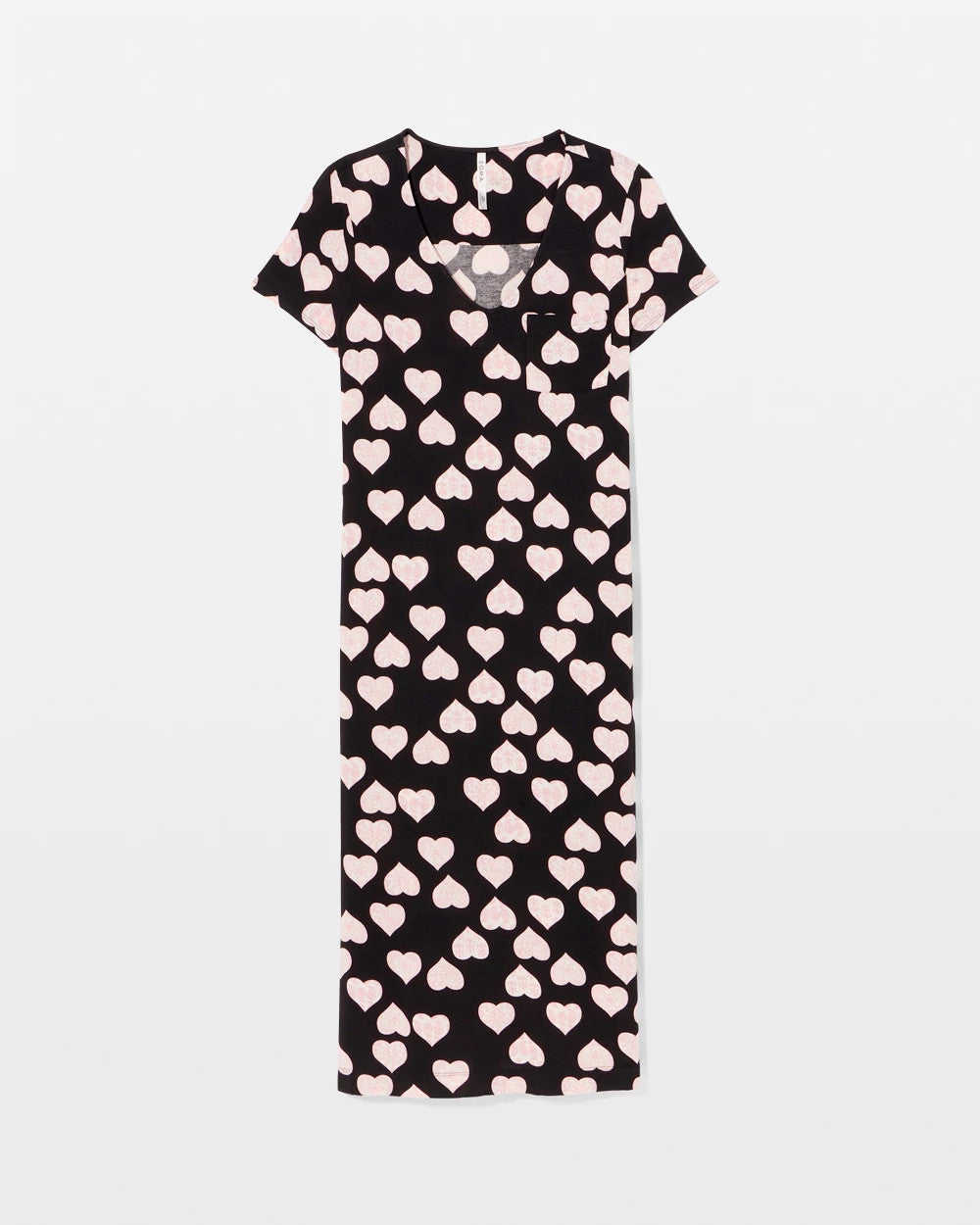 MANDALA HEARTS BLACK - Short Sleeve Long Sleepshirt | Soma