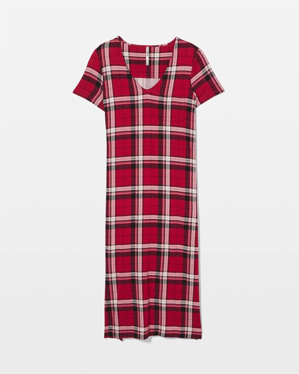 PERFECT PLAID RED - Short Sleeve Long Sleepshirt | Soma