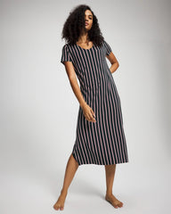 MIDNIGHT STRIPE GREEN JOL - Short Sleeve Long Sleepshirt | Soma