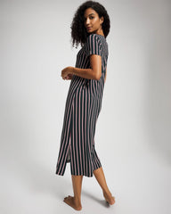MIDNIGHT STRIPE GREEN JOL - Short Sleeve Long Sleepshirt | Soma