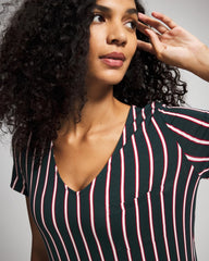 MIDNIGHT STRIPE GREEN JOL - Short Sleeve Long Sleepshirt | Soma