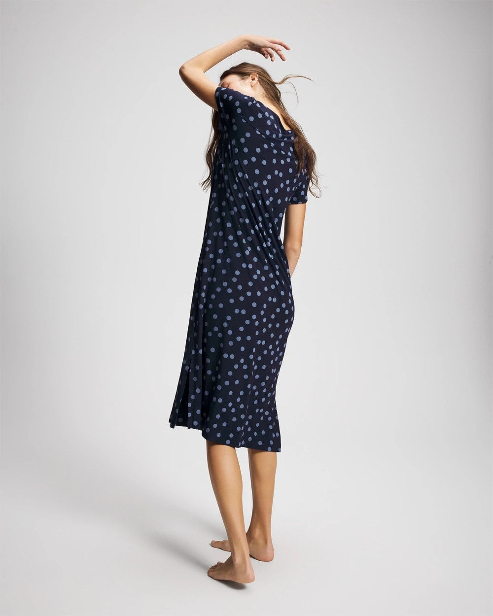 MOVEMENT DOT NAVY - Short Sleeve Long Sleepshirt | Soma