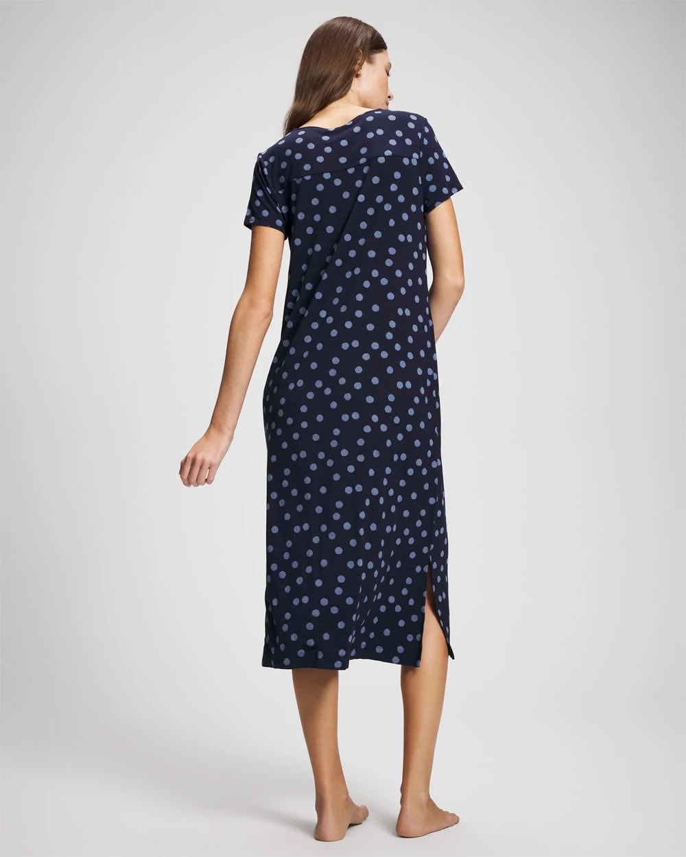 MOVEMENT DOT NAVY - Short Sleeve Long Sleepshirt | Soma
