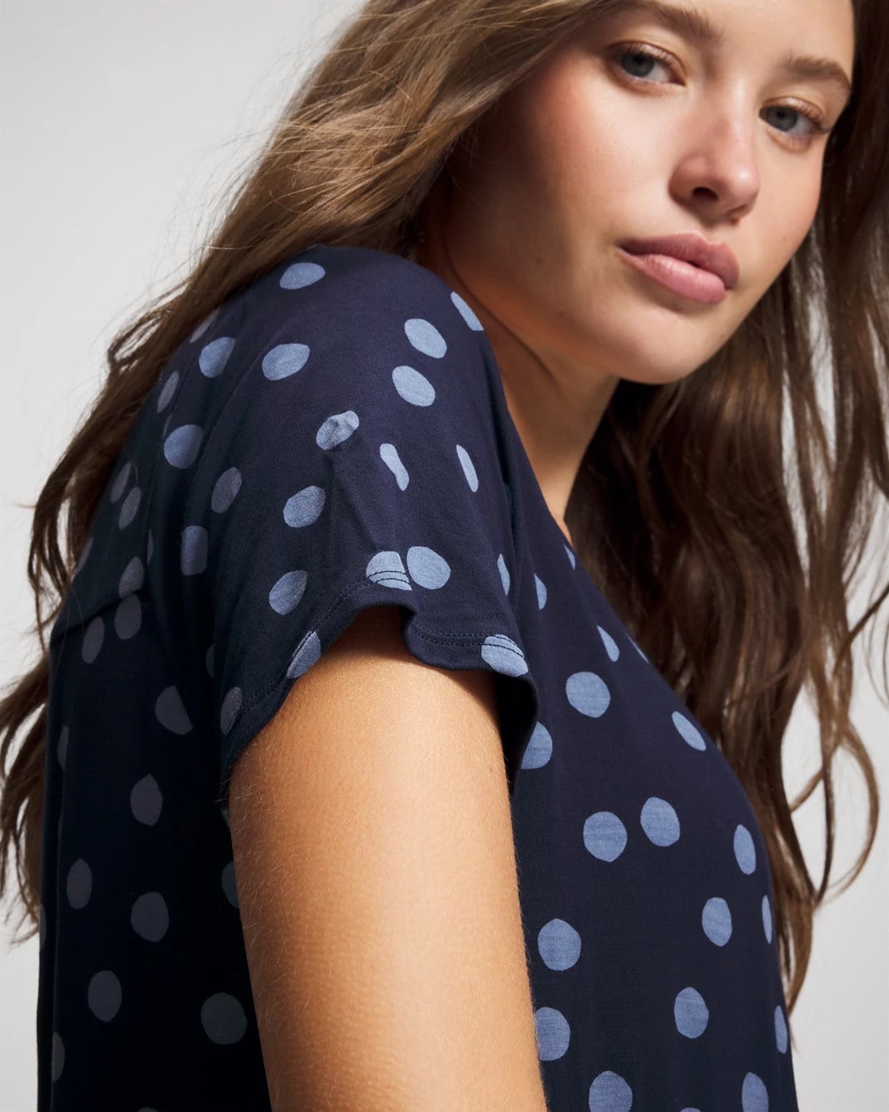 MOVEMENT DOT NAVY - Short Sleeve Long Sleepshirt | Soma