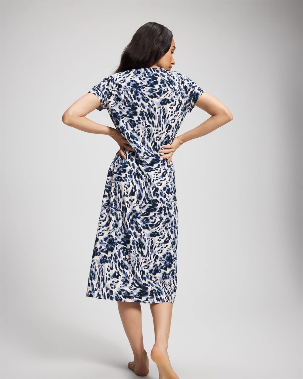 LOVELIEST LEOPARD PARCH M - Short Sleeve Long Sleepshirt | Soma