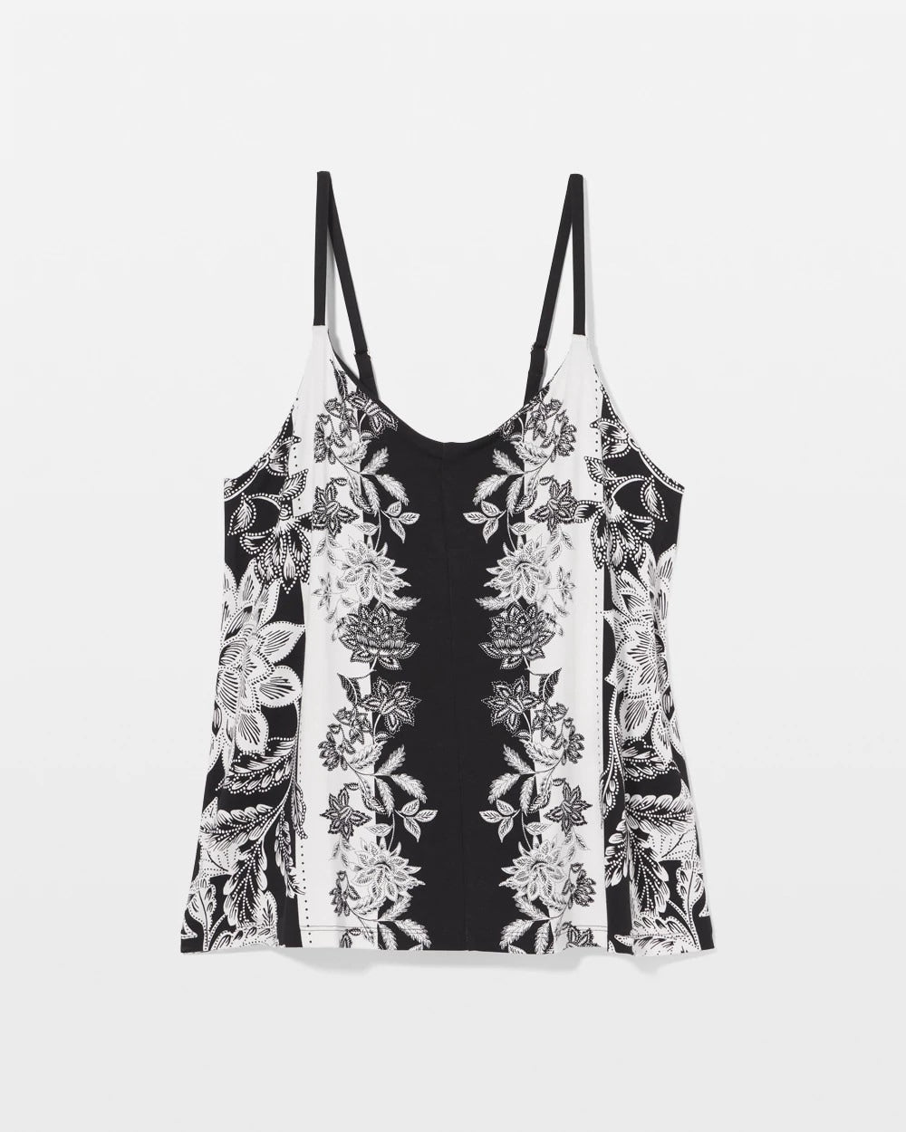 STAMPED FLORAL SCARF BLK - Flyaway Pajama Cami | Soma