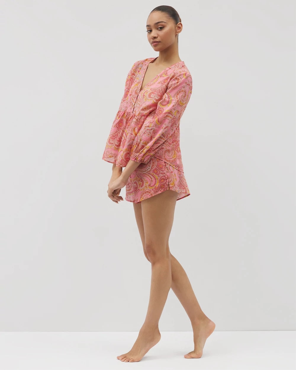 SHOW OFF PAISLEY P GUAVA - Cotton Voile Long Sleeve Pajama Top | Soma
