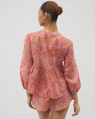 SHOW OFF PAISLEY P GUAVA - Cotton Voile Long Sleeve Pajama Top | Soma