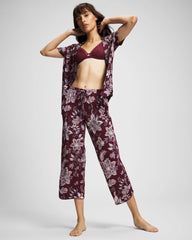 PAISLEY SPLENDOR PLUM - Piped Crop Pajama Pants | Soma