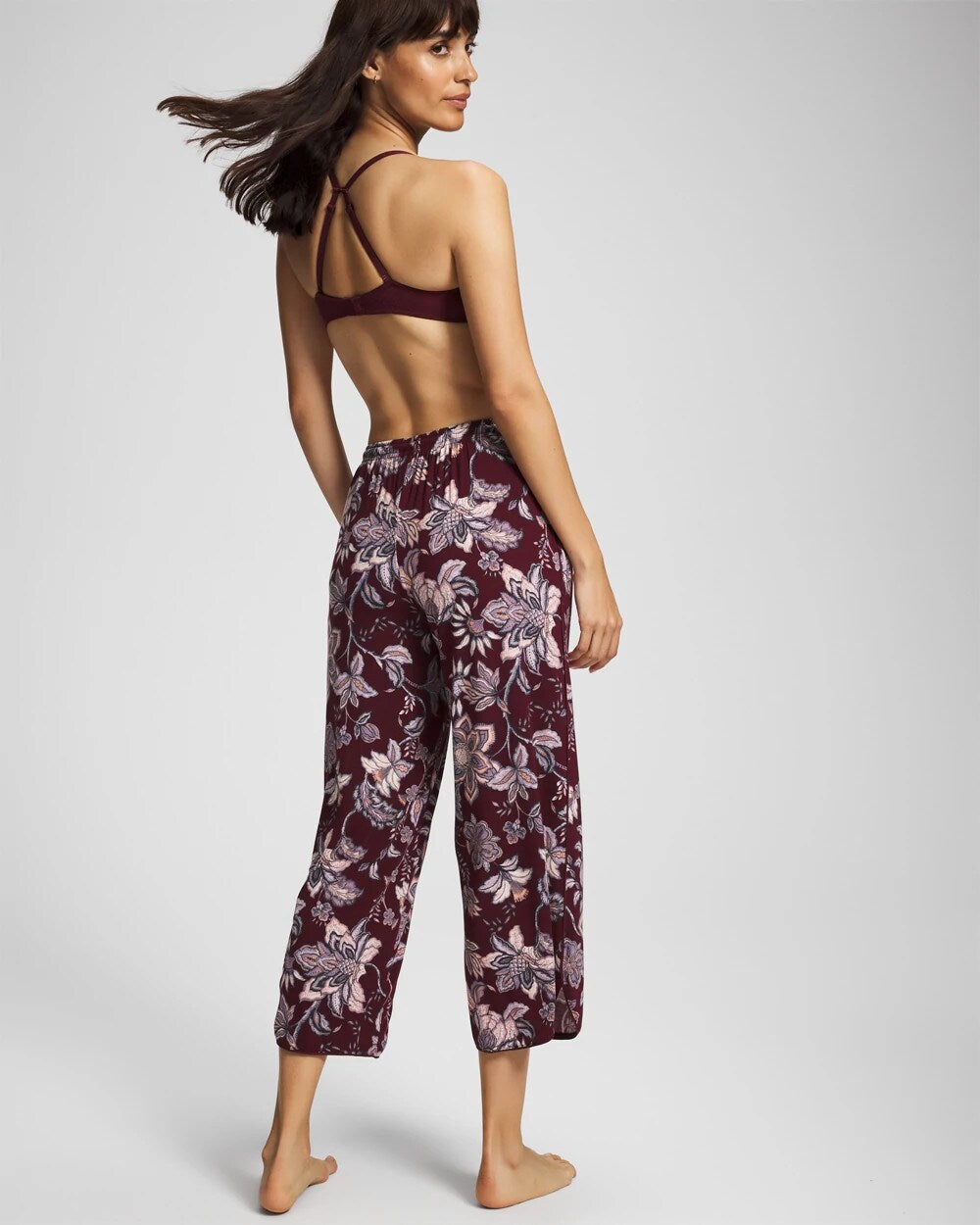 PAISLEY SPLENDOR PLUM - Piped Crop Pajama Pants | Soma