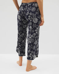 MEANDERING GARDEN NAVY - Piped Crop Pajama Pants | Soma