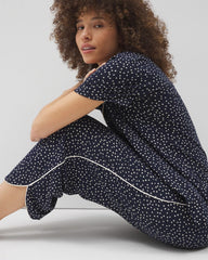DOT OBSESSED NAVY - Piped Crop Pajama Pants | Soma