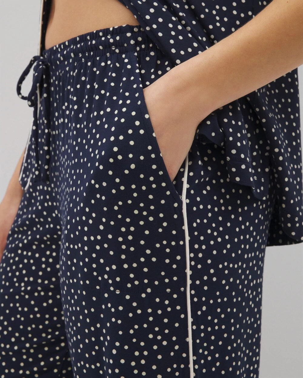 DOT OBSESSED NAVY - Piped Crop Pajama Pants | Soma