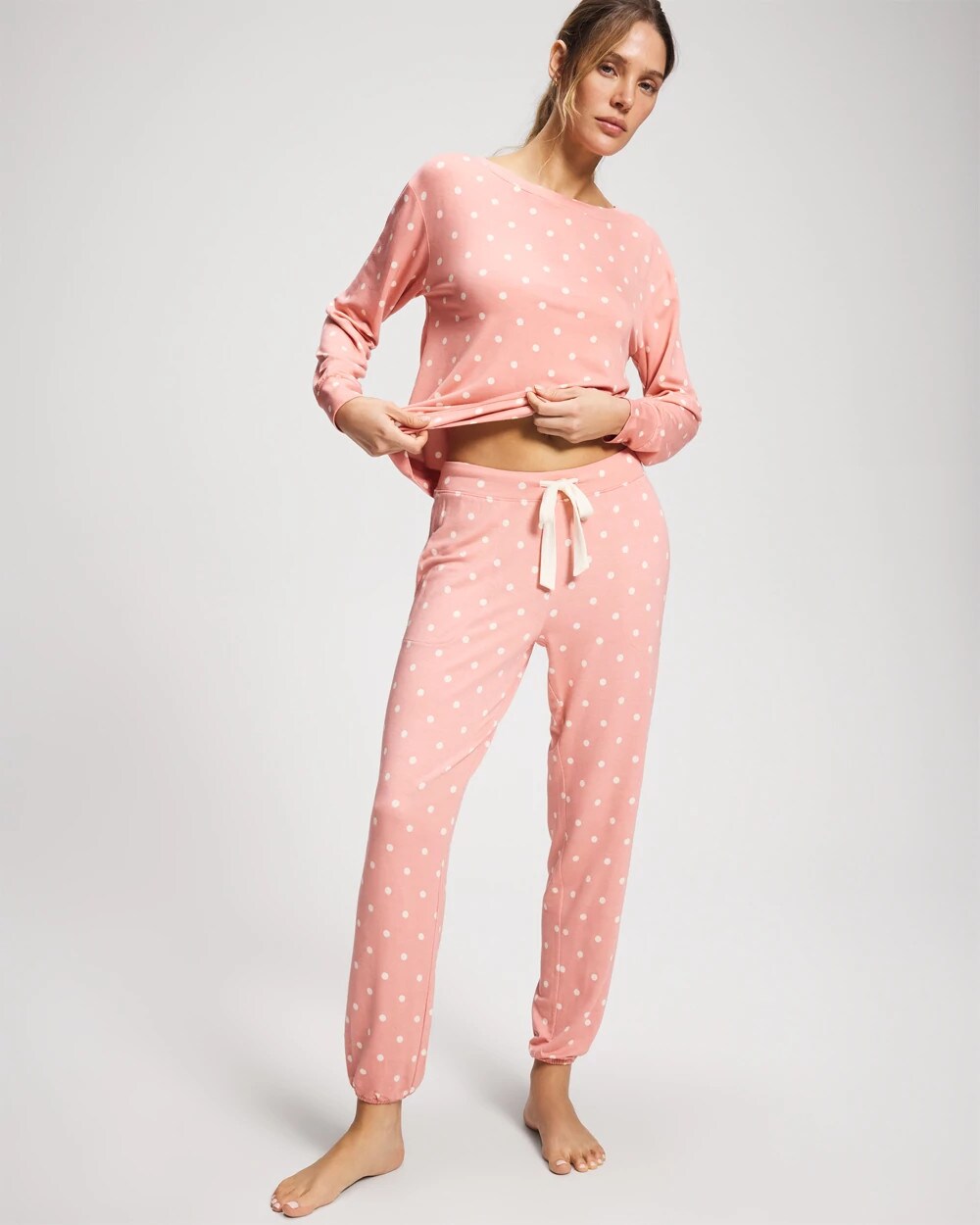 DREAMY DOT MID BLUSH PINK - Banded Ankle Pajama Pant | Soma