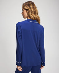 MAJESTY BLUE - Long Sleeve Notch Collar w/ Piped Placket Pajama Top | Soma