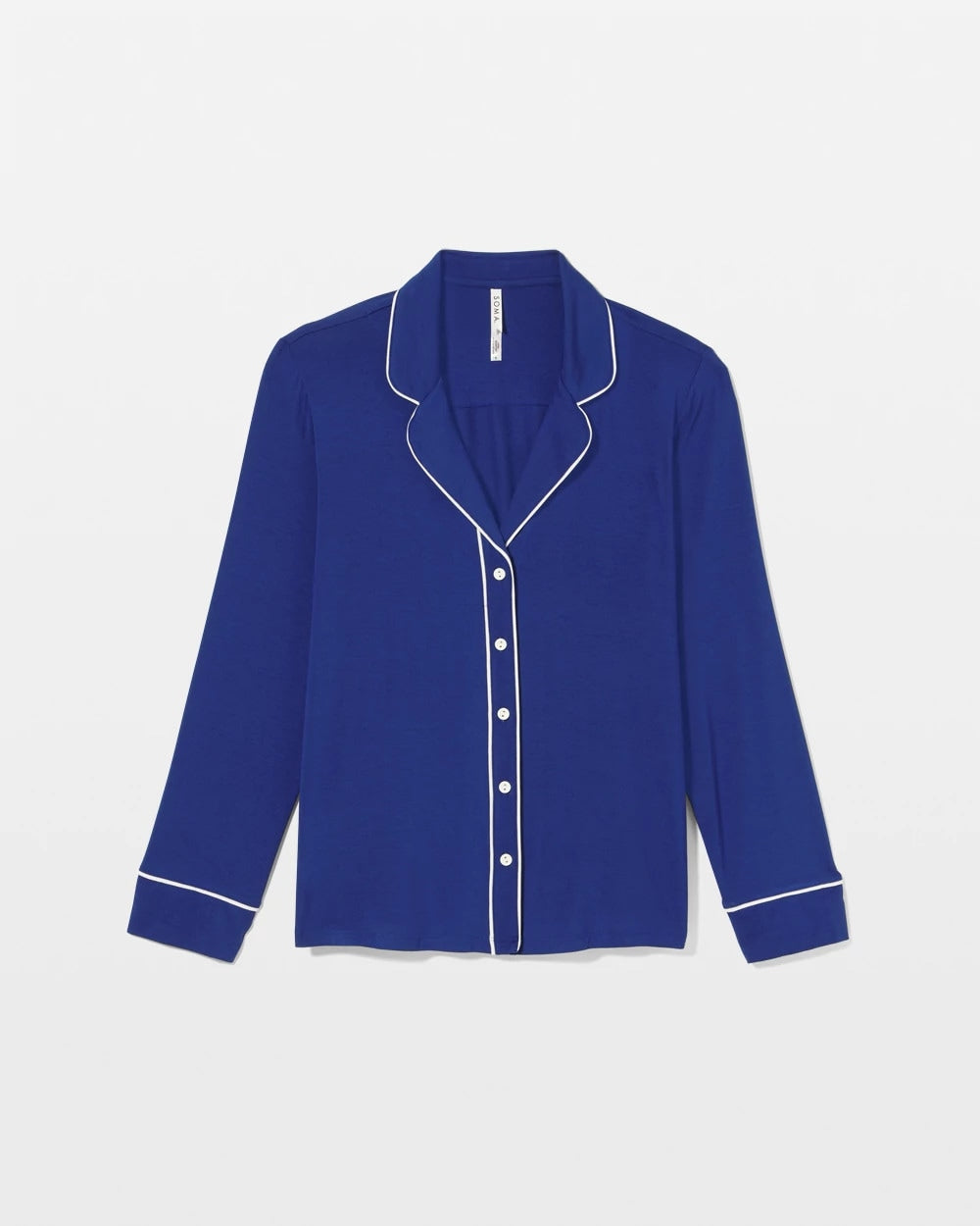 MAJESTY BLUE - Long Sleeve Notch Collar w/ Piped Placket Pajama Top | Soma